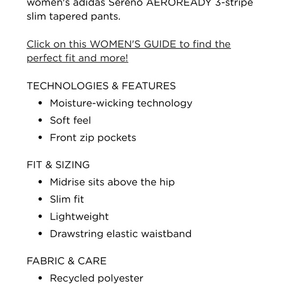 Women's Adidas Sereno Slim Tapered track/Soccer
Pants Size L Black - Picture 6 of 7